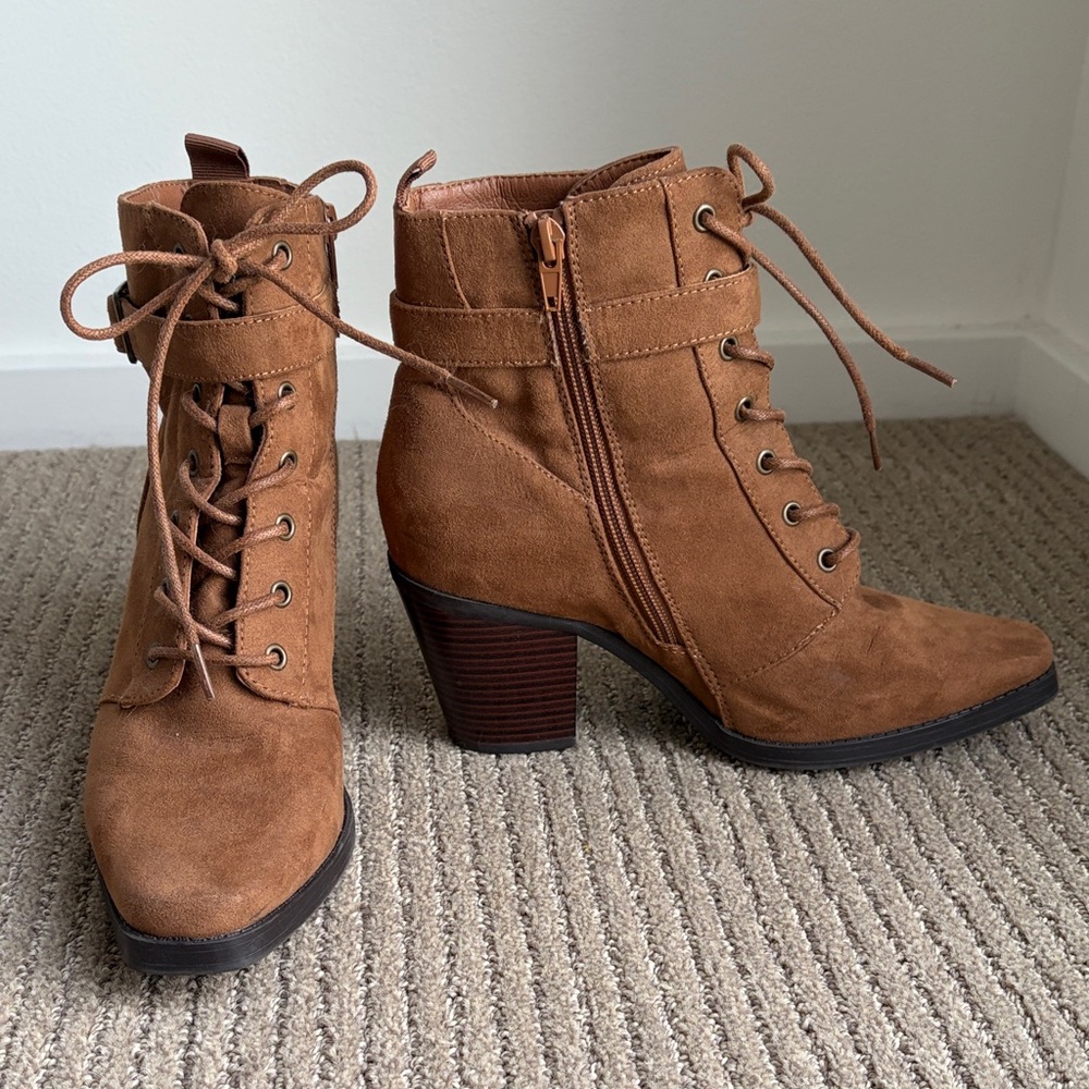 Brown Lace-Up Ankle Boots